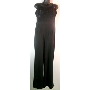 Candies Black Formal Jumper Women's XXL Black Lace Sleeveless Wide Straight Leg